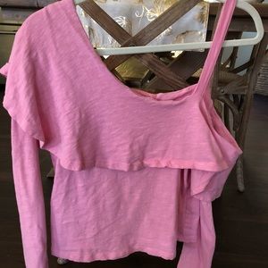 Pink Off Shoulder Blouse- Anthropologie
